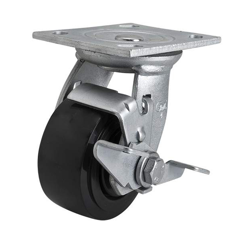 EDL Heavy 4'' 320kg Plate Side Wheel Brake PU Caster 73124C-734-66/C