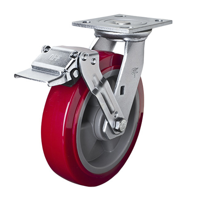EDL Heavy 8'' 450kg Plate Iron Wheel Brake TPU Caster 73128E-738-86/E