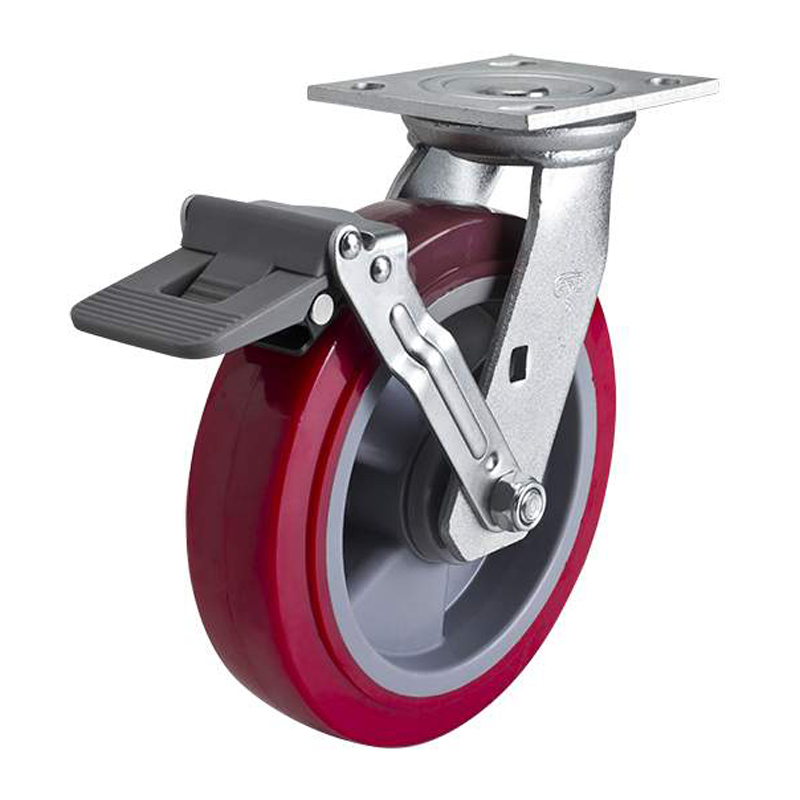 EDL Heavy 8'' 450kg Plate Plastic Wheel Brake TPU Caster 73128F-738-86/F