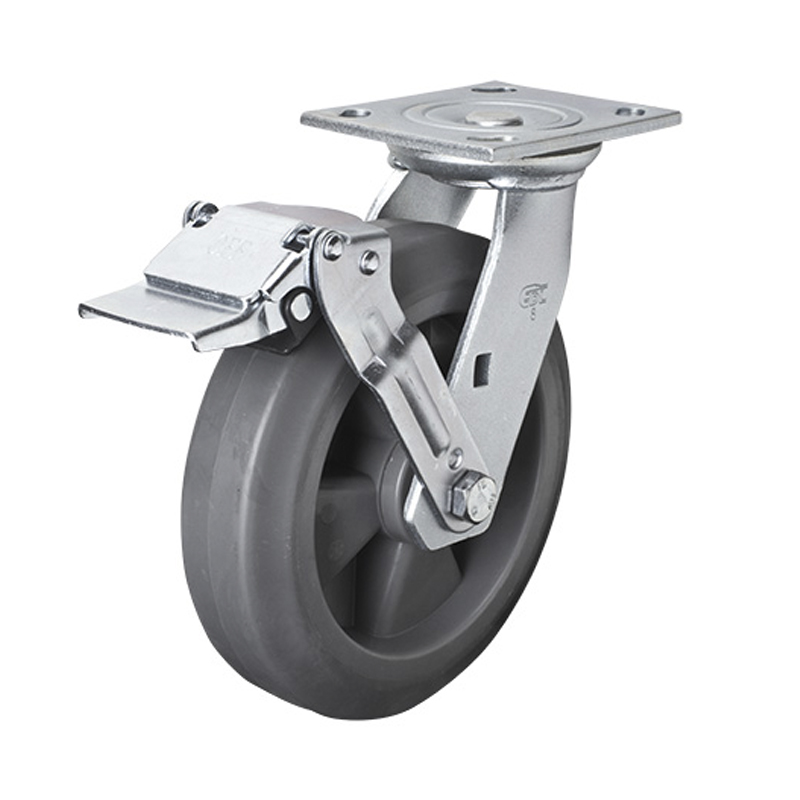EDL Heavy 8'' 400kg Plate Iron Wheel Brake TPE Caster 73128E-738-56/E