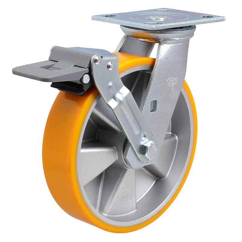 EDL Heavy 8'' 500kg Plate Plastic Wheel Brake TPU Caster 73128F-738-86A/F
