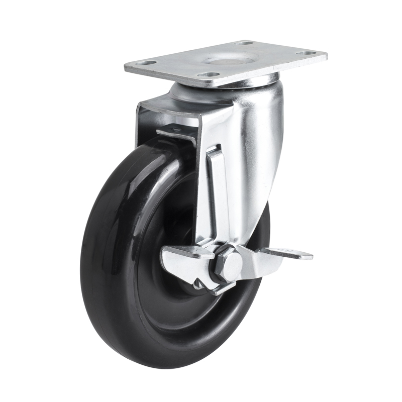 EDL Medium 5" 140Kg Plate Side Wheel Brake PU Caster 50125C-505-66/C