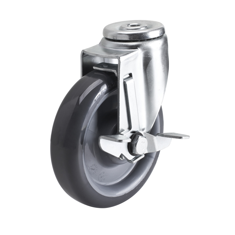 EDL Medium 5''130Kg Bolt Hole Side Wheel Brake PU Caster50185C-505-75/C