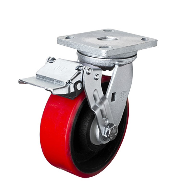 EDL Heavy 6" 750kg Plate Iron Wheel Brake TPU Caster 78126E-786-86T/E