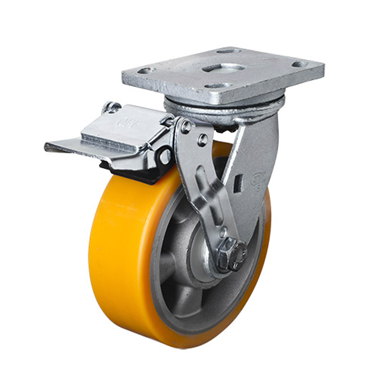 EDL Heavy 6" 750kg Plate Iron Wheel Brake TPU Caster 78126E-786-86A/E