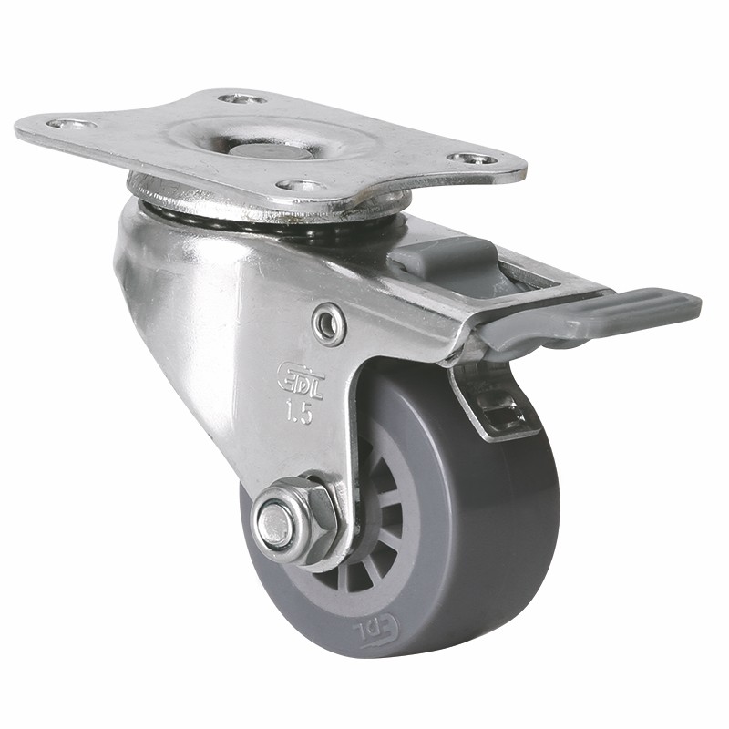 EDL Stainless Steel Mini 1.5'' 35kg Plate Brake PU Caster S267215H-S2615-73