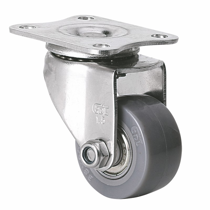 EDL Stainless Steel Mini 1.5'' 35kg Plate Swivel PU Caster S267115-S2615-76