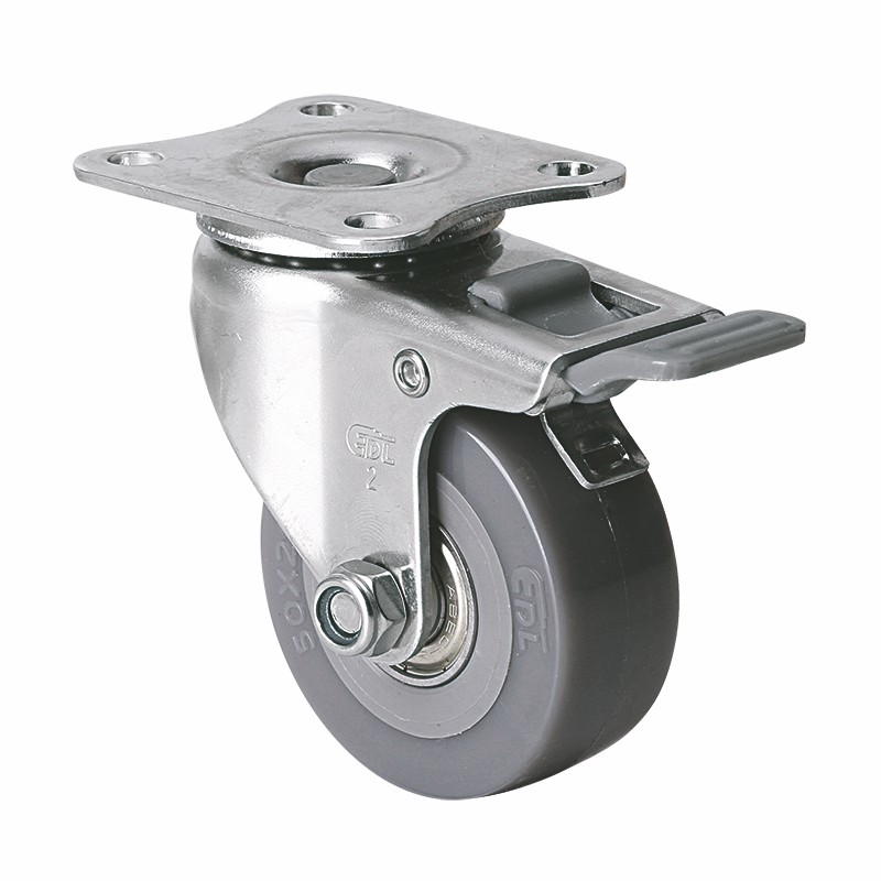 EDL Stainless Steel Mini 2'' 40kg Plate Brake PU Caster S26722H-S262-76