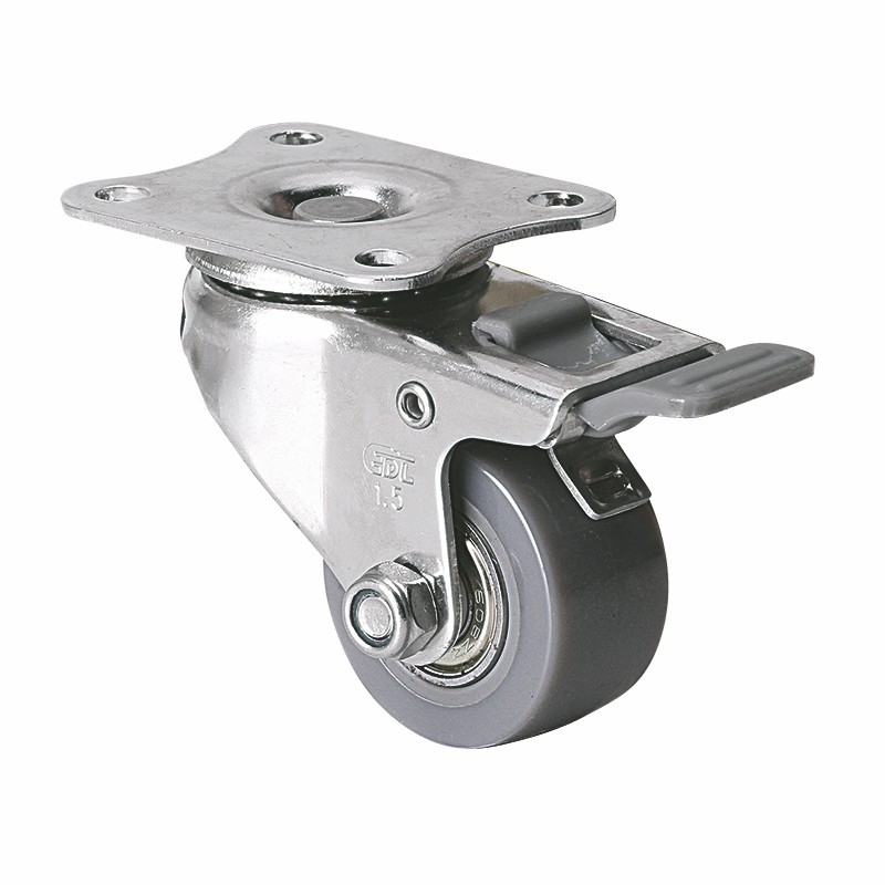 EDL Stainless Steel Mini 1.5'' 35kg Plate Brake PU Caster S267215H-S2615-76
