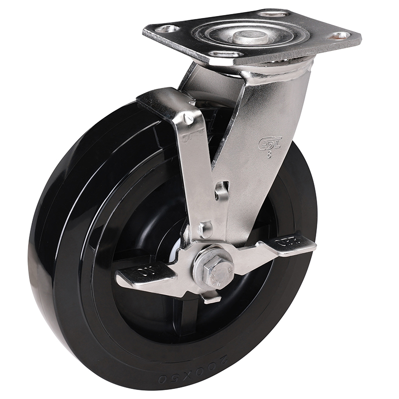 EDL Stainless Steel Heavy 8''420kg Plate Side Brake PU Caster S71728C-S718-65/C