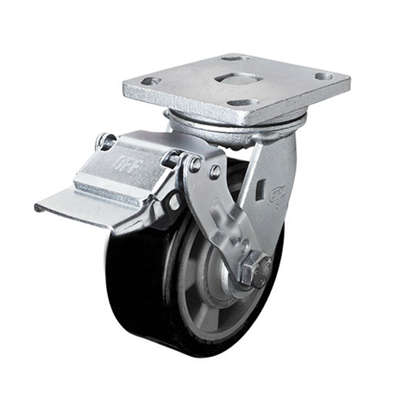 EDL Anti-electrostatic Heavy 5" 700kg Plate Iron Wheel Brake TPU Caster 78125E-A785-86A/E