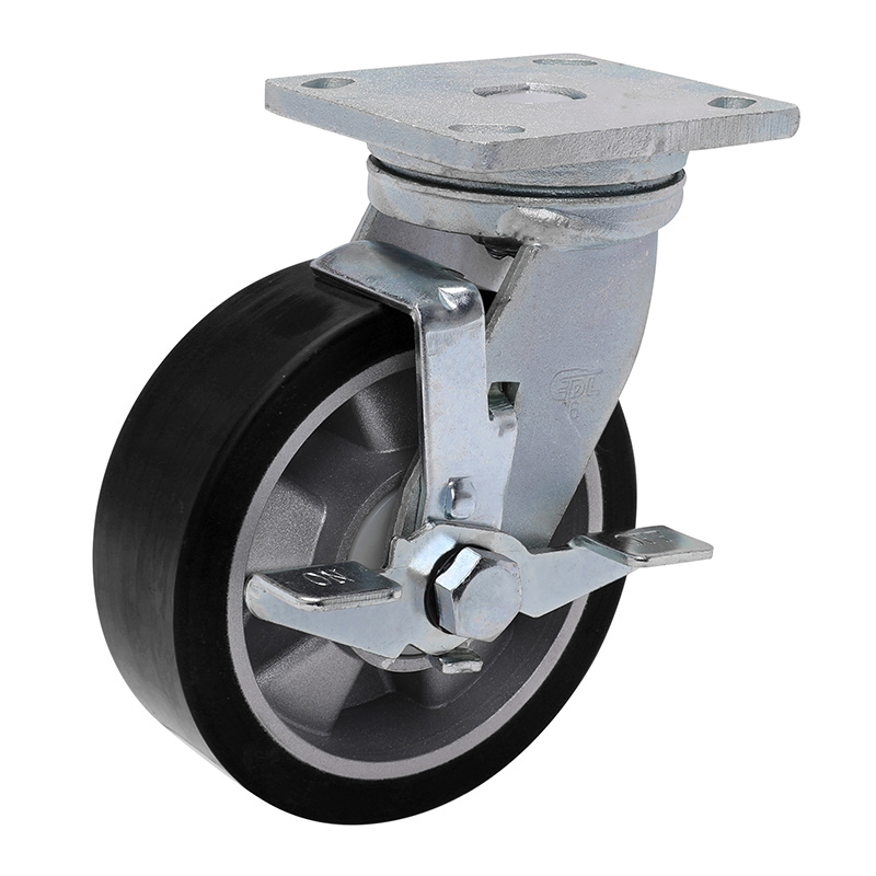 EDL Anti-electrostatic Heavy 6" 750kg Plate Side Wheel Brake TPU Caster 78126C-A786-86A/C