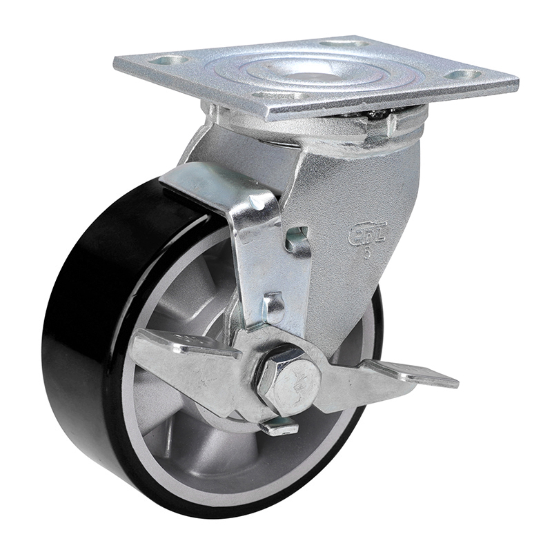 EDL Anti-electrostatic Heavy 5'' 420kg Plate Side Wheel Brake TPU Caster73125C-A735-86A