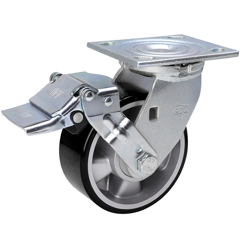 EDL Anti-electrostatic Heavy 5'' 420kg Plate  Iron Wheel Brake TPU Caster 73125E-A735-86A/E