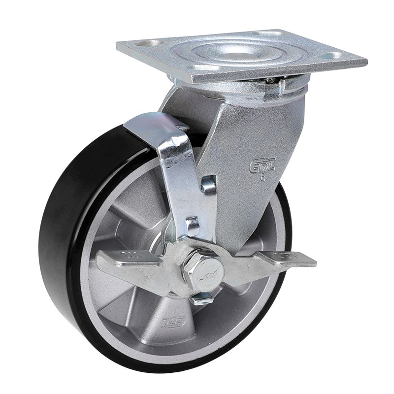 EDL Anti-electrostatic Heavy 6'' 460kg Plate Iron Wheel Brake TPU Caster 73126E-A736-86A/E