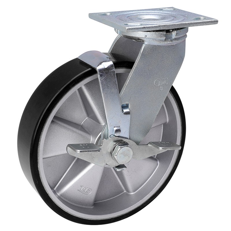 EDL Anti-electrostatic Heavy 8'' 500kg Plate Side Wheel Brake TPU Caster73128C-A738-86A