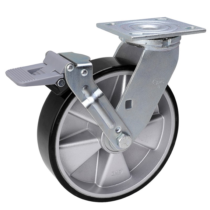 EDL Anti-electrostatic Heavy 8'' 500kg Plate Plastic Wheel Brake TPU Caster 73128F-A738-86A/F