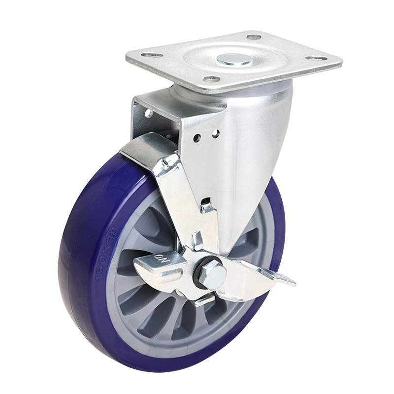 EDL Medium 6" 250kg Plate Side Wheel Brake TPU Caster 66126C-676-86/C