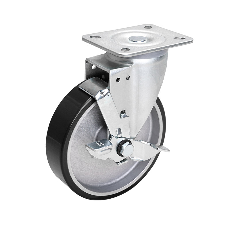 EDL Anti-electrostatic Medium 6" 300kg Plate Side Wheel Brake TPU Caster 66126C-A676-86A/C