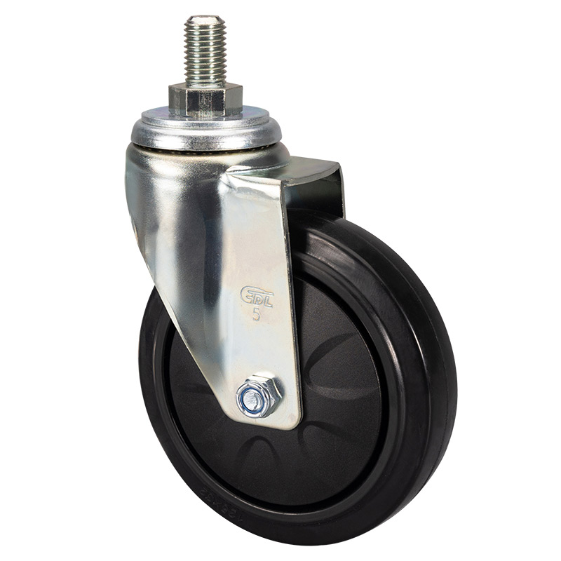 EDL Medium 5'' 130Kg Threaded Swivel Ethylene Rubber Caster 50135-575-37