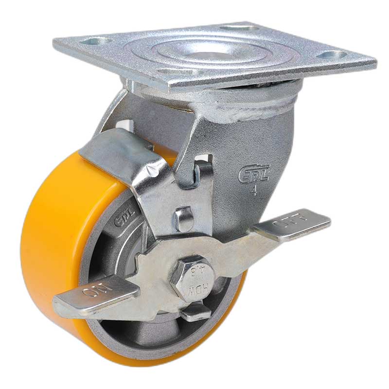 EDL Heavy 4'' 400kg Plate Side Wheel Brake TPU Caster 73124C-734-86A/C
