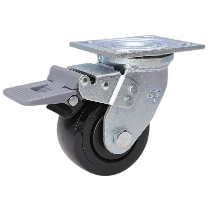EDL Heavy 4'' 320kg Plate Plastic Dual Brake PU Caster 73124H-734-66