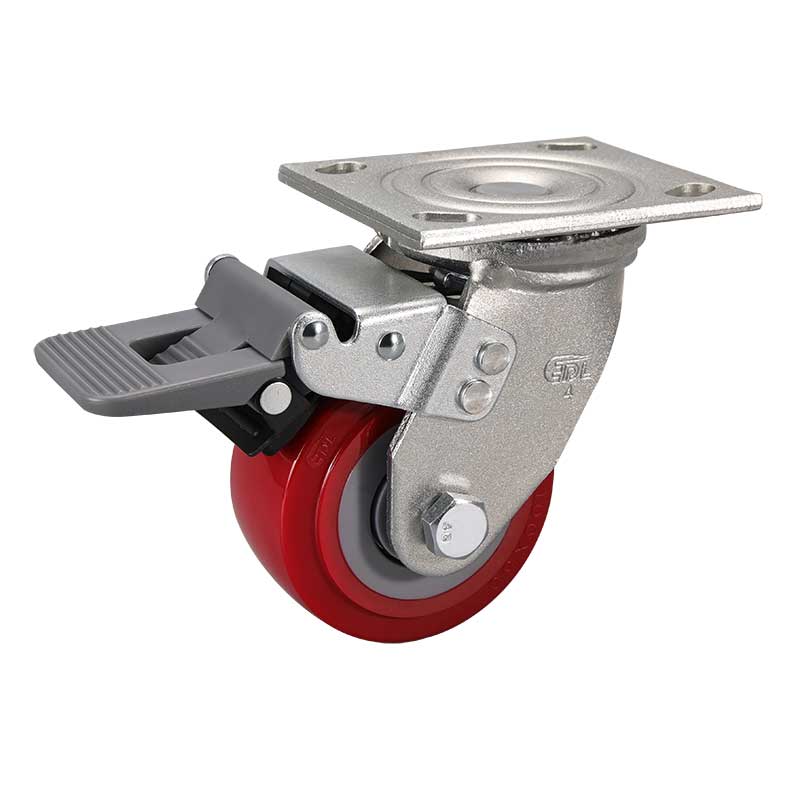 EDL Heavy 4'' 350kg Plate Plastic Dual Brake TPU Caster 73124H-734-86
