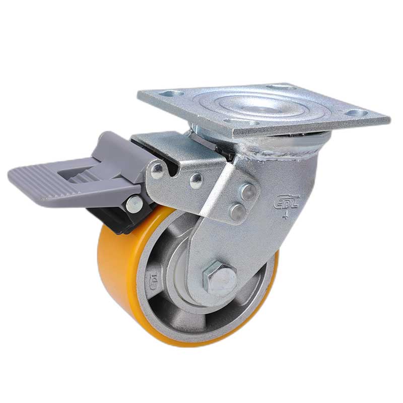 EDL Heavy 4'' 400kg Plate Plastic Dual Brake TPU Caster 73124H-734-86A