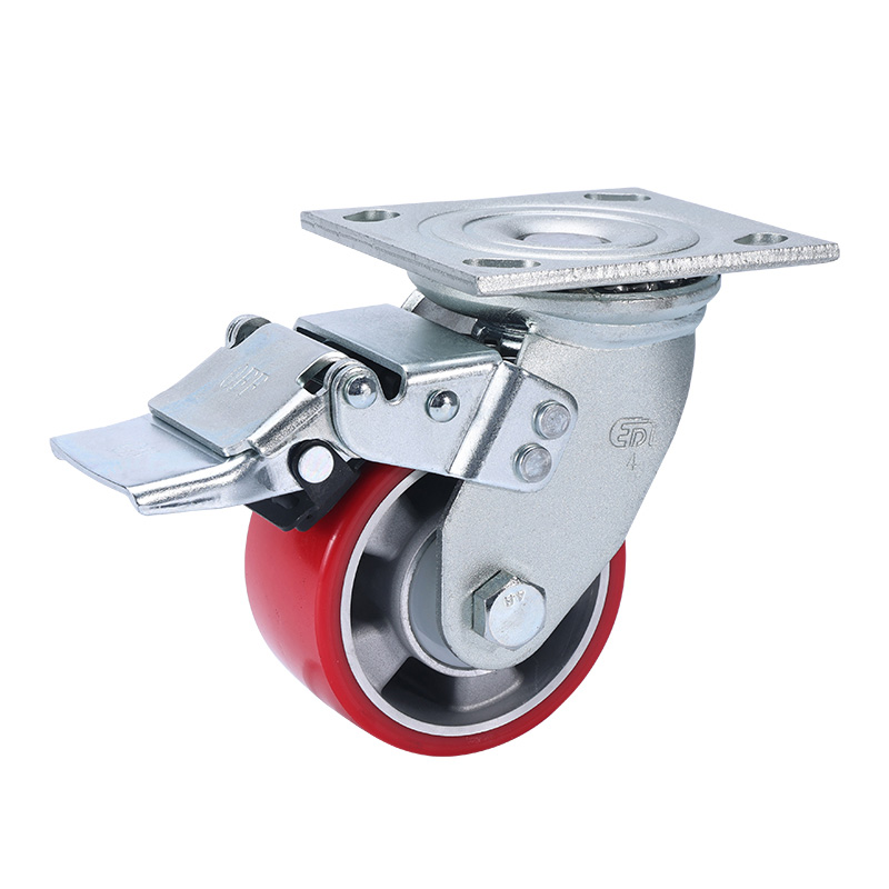 EDL Heavy 4'' 400kg Plate Iron Dual Brake TPU Caster 73124L-734-86AR