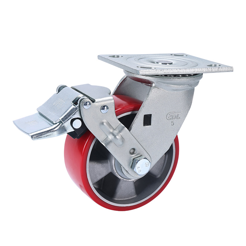 EDL Heavy 5'' 420kg Plate Iron Wheel Brake TPU Caster 73125E-735-86AR/E
