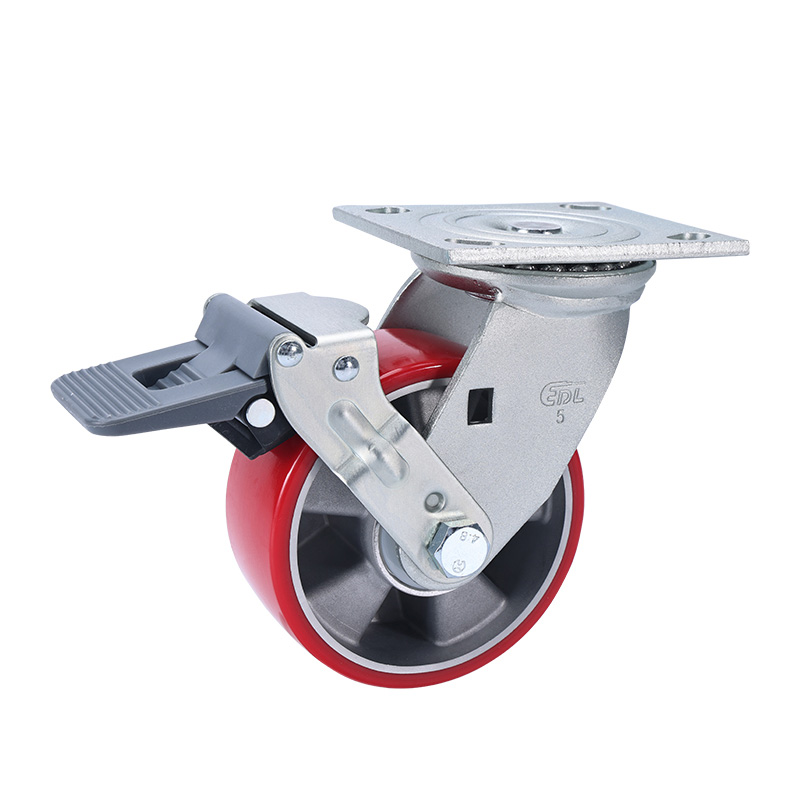 EDL Heavy 5'' 420kg Plate Plastic Wheel Brake TPU Caster 73125F-735-86AR/F