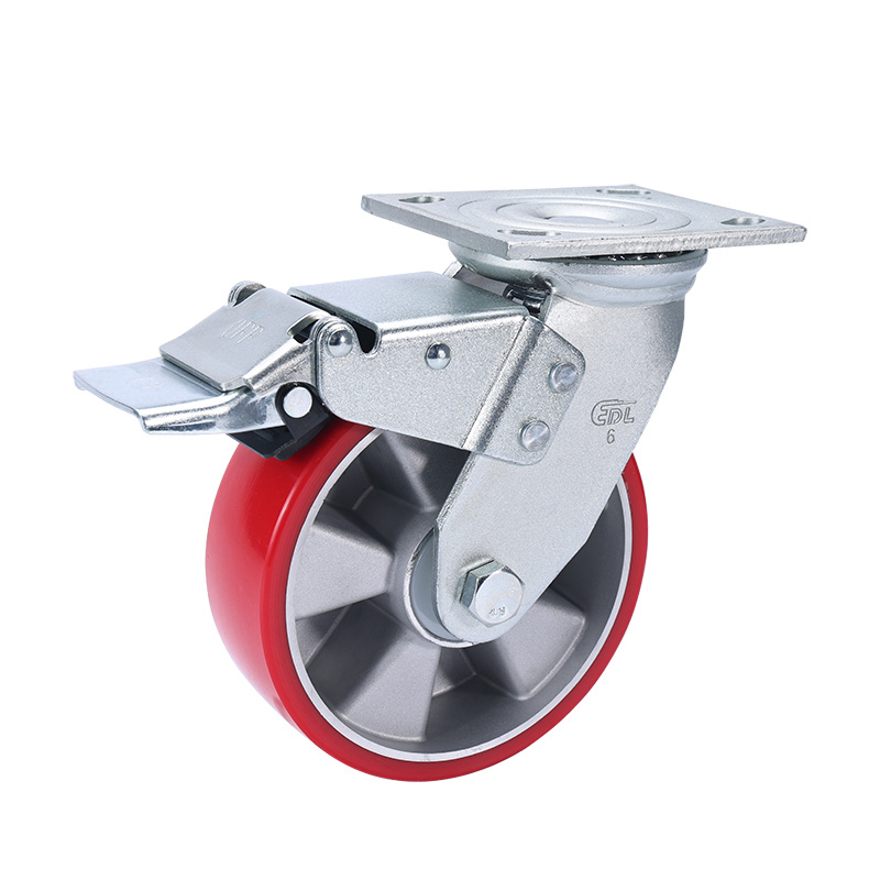 EDL Heavy 6'' 460kg Plate Iron Dual Brake TPU Caster 73126L-736-86AR