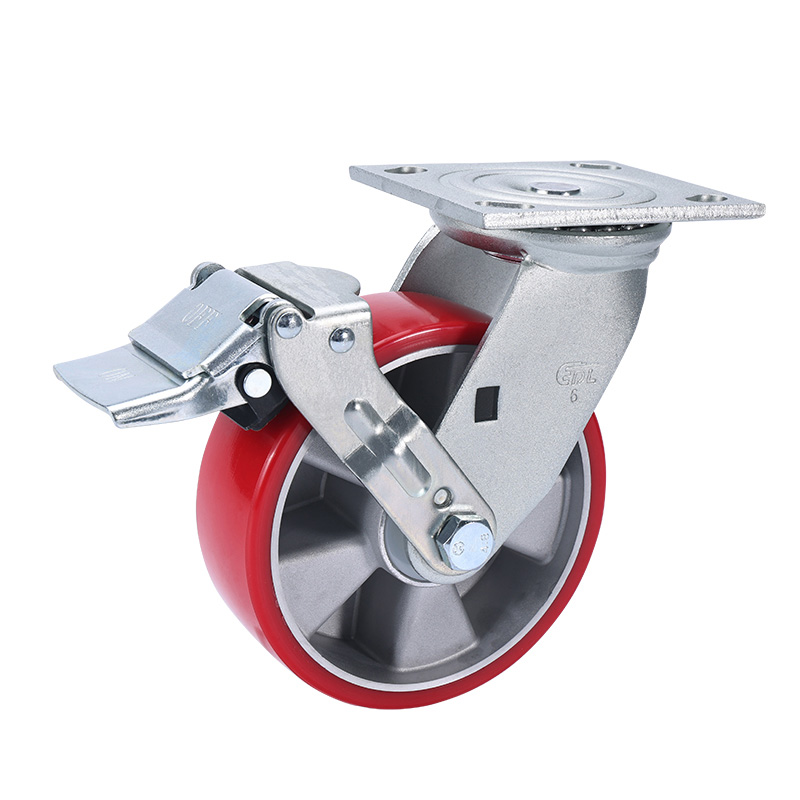 EDL Heavy 6'' 460kg Plate Iron Wheel Brake TPU Caster 73126E-736-86AR/E