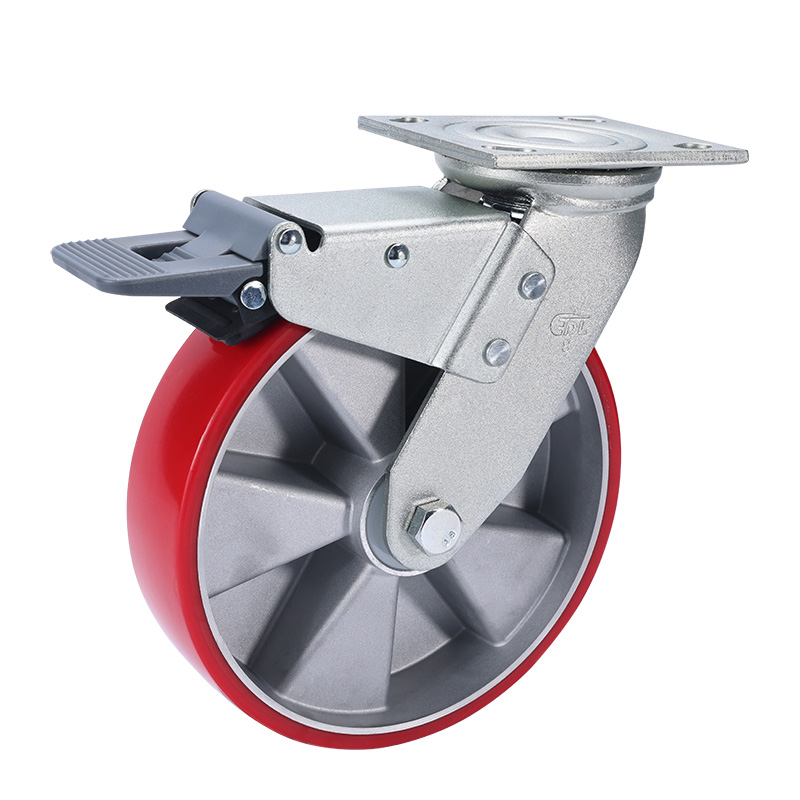 EDL Heavy 8'' 500kg Plate Plastic Dual Brake TPU Caster 73128H-738-86AR