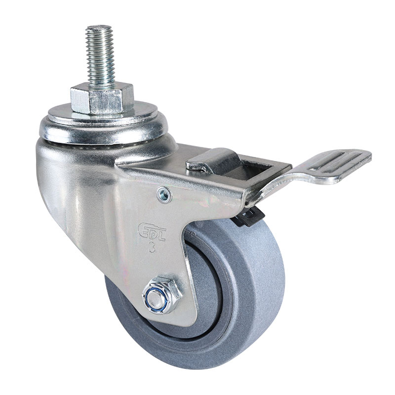 EDL Medium 3'' 90kg Threaded Brake TPE Conductive Caster 50143L-C573-57