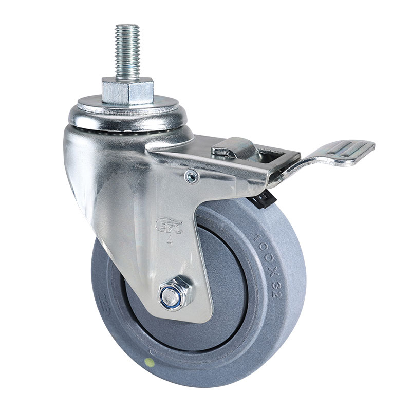 EDL Medium 4'' 110kg Threaded Brake TPE Conductive Caster 50144L-C574-57