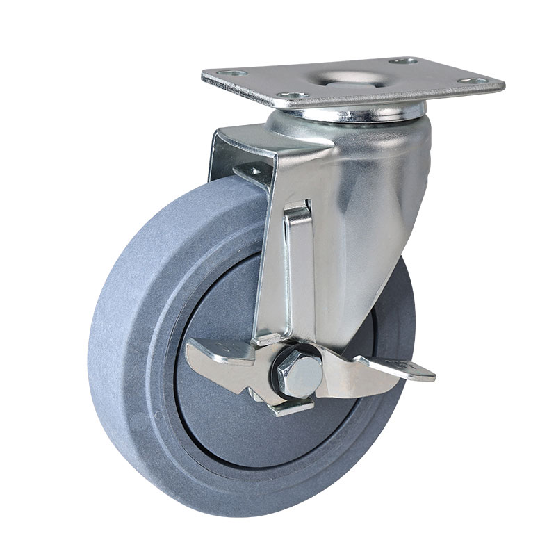 EDL Medium 5'' 130kg Plate Brake TPE Conductive Caster 50125C-C575-57/C