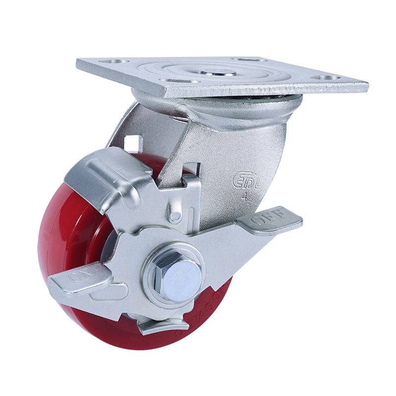 EDL Heavy 4'' 350kg Plate Side Wheel Brake TPU Caster 73124C-734-86/C