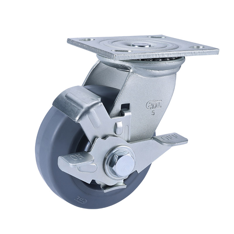 EDL Heavy 5'' 300kg Plate Side Wheel Brake TPE Caster 73125C-735-56/C