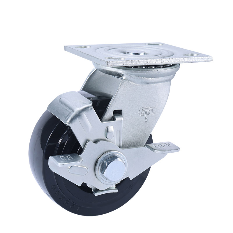 EDL Heavy 5'' 350kg Plate Side Wheel Brake PU Caster 73125C-735-66/C