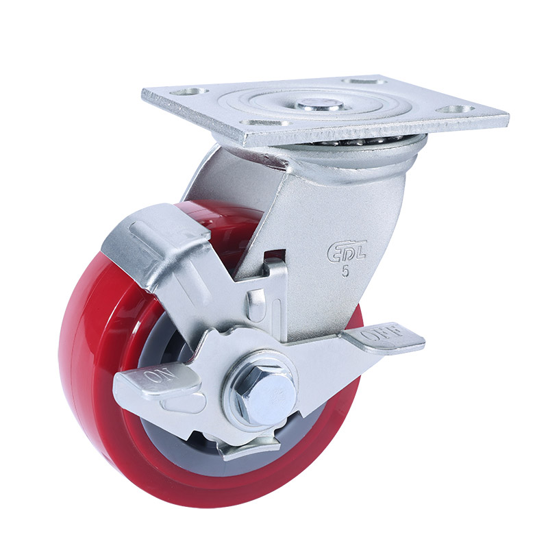EDL Heavy 5'' 380kg Plate Side Wheel Brake TPU Caster 73125C-735-86/C