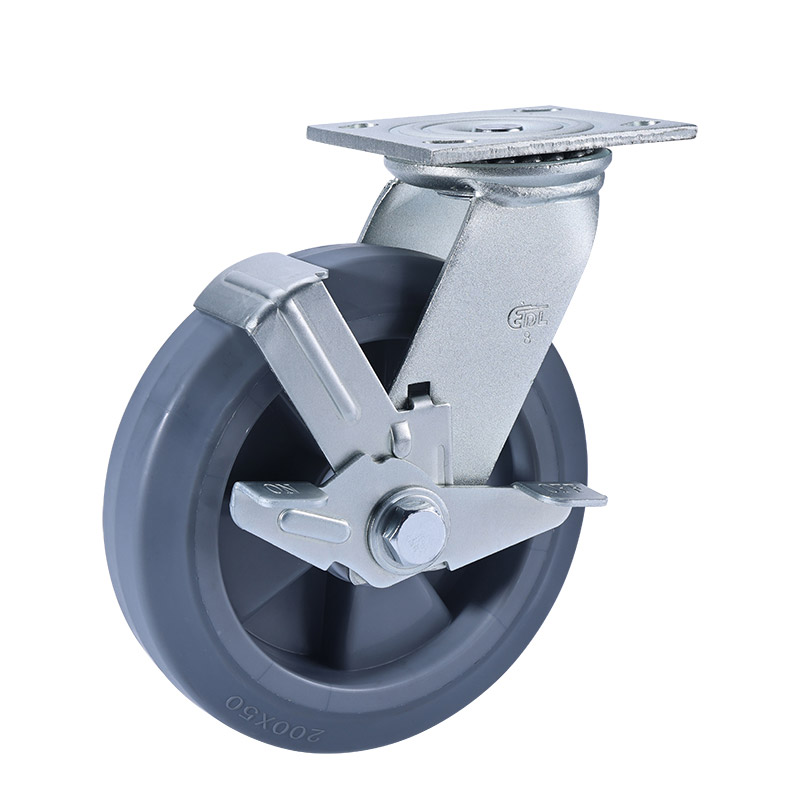 EDL Heavy 8'' 400kg Plate Side Wheel Brake TPE Caster 73128C-738-56/C