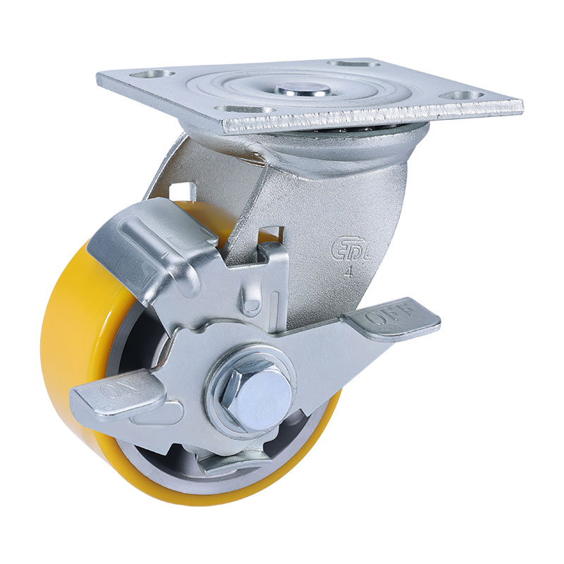 EDL Heavy 4'' 400kg Plate Side Wheel Brake TPU Caster 73124C-734-86A/C