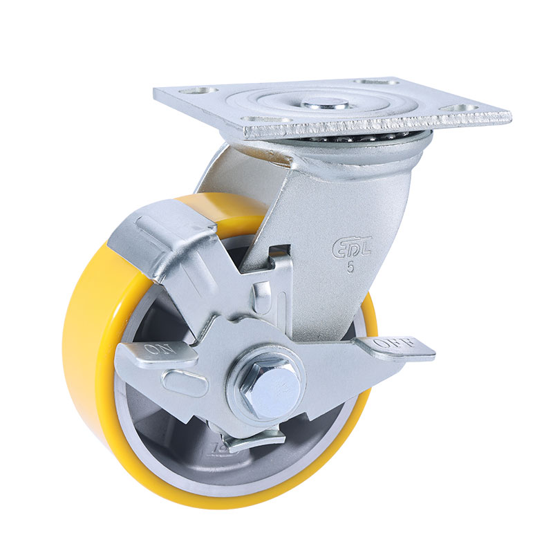 EDL Heavy 5'' 420kg Plate Side Wheel Brake TPU Caster 73125C-735-86A/C