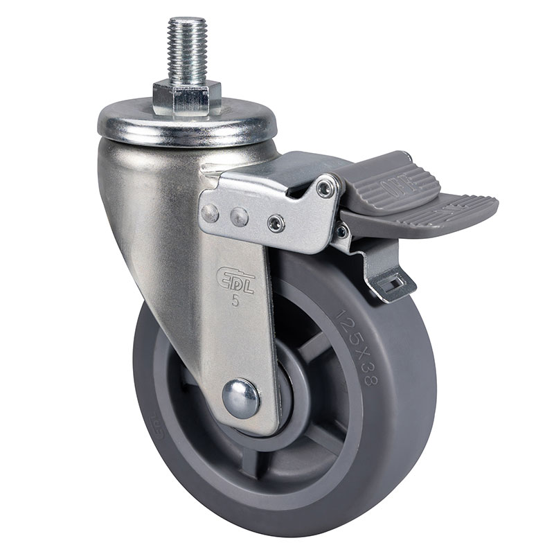 EDL Medium 5" 200kg Threaded Brake TPE Caster 66145H-665-56