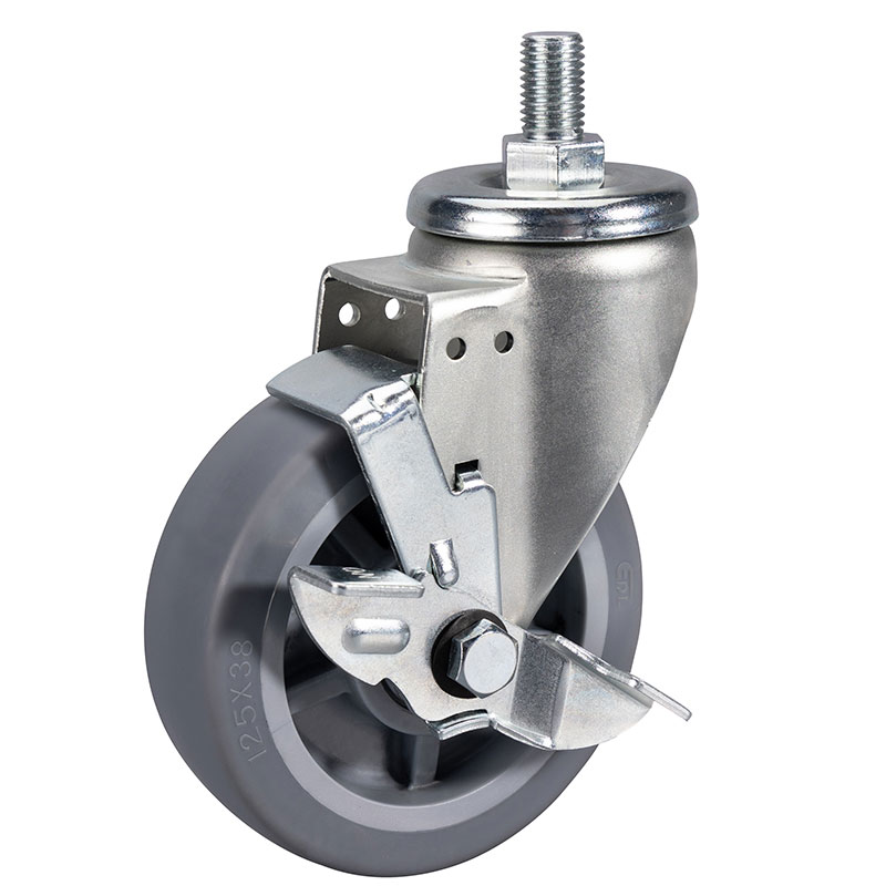 EDL Medium 5" 200kg Threaded Side Wheel Brake TPE Caster 66145C-665-56/C