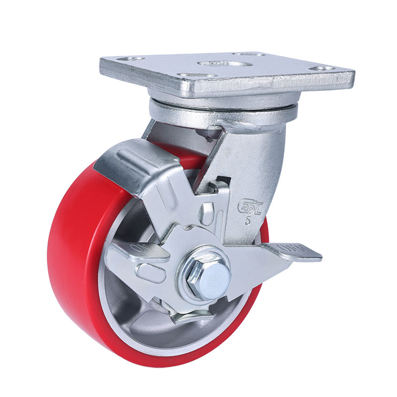 EDL Heavy 5" 700kg Plate Side Wheel Brake TPU Caster 78125C-785-86A/C