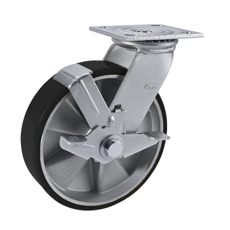 EDL Anti-electrostatic Heavy 8'' 500kg Plate Side Wheel Brake TPU Caster73128C-A738-86A