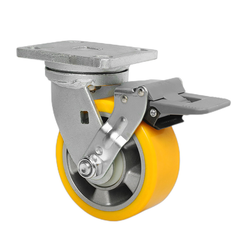 EDL Heavy 5" 700kg Plate Plastic Wheel Brake TPU Caster 78125F-775-86A/F