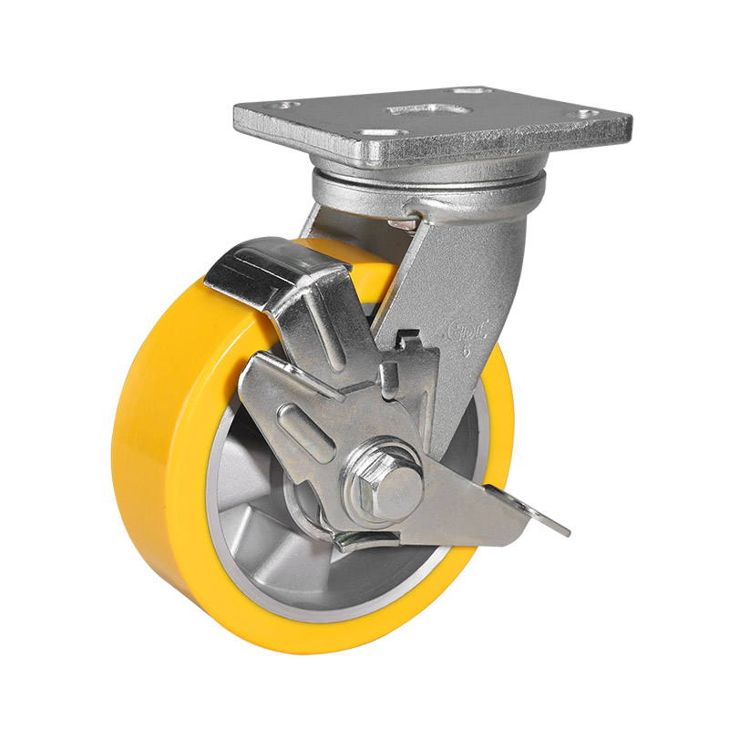 EDL Heavy 6" 750kg Plate Side Wheel Brake TPU Caster 78126C-776-86A/C